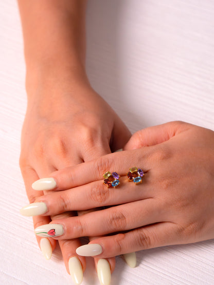 Garnet, Amethyst, Peridot & Blue Topaz Evey Earrings - CLJ842