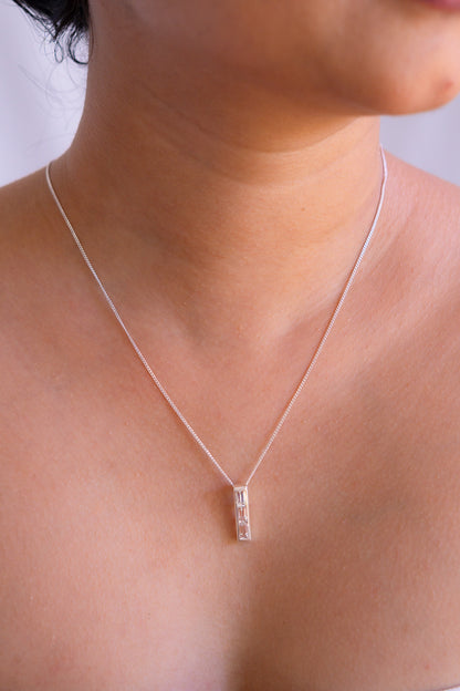 Sterling silver Arabella necklace with white topaz gemstone pendant by Cherie Lueur