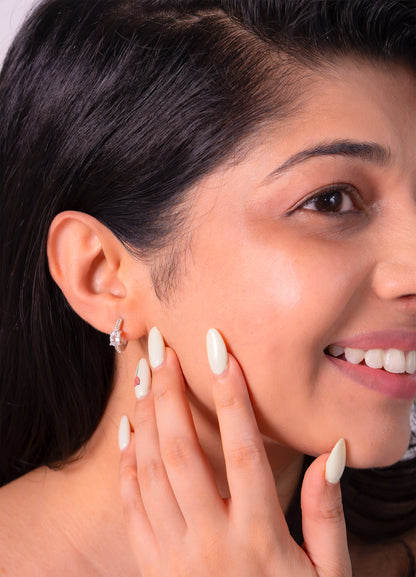 Handmade Sterling Silver White Topaz Soraya Hoop Earrings - CLJ568W