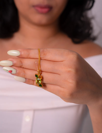 Handcrafted Sterling Silver Peridot, Chromium Diopside & Citrine Lyra Necklace - CLJ843