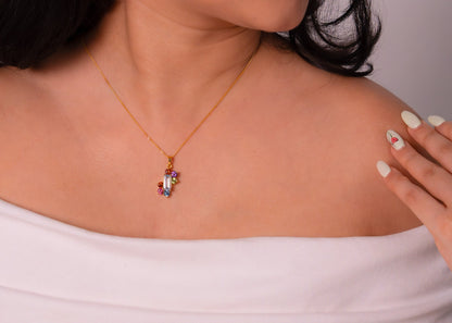 Aquamarine, Gomeda, Pink Topaz, Blue Topaz, Peridot & Amethyst Catherine Necklace - CLJ844
