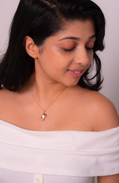 Aquamarine, Gomeda, Pink Topaz, Blue Topaz, Peridot & Amethyst Catherine Necklace - CLJ844