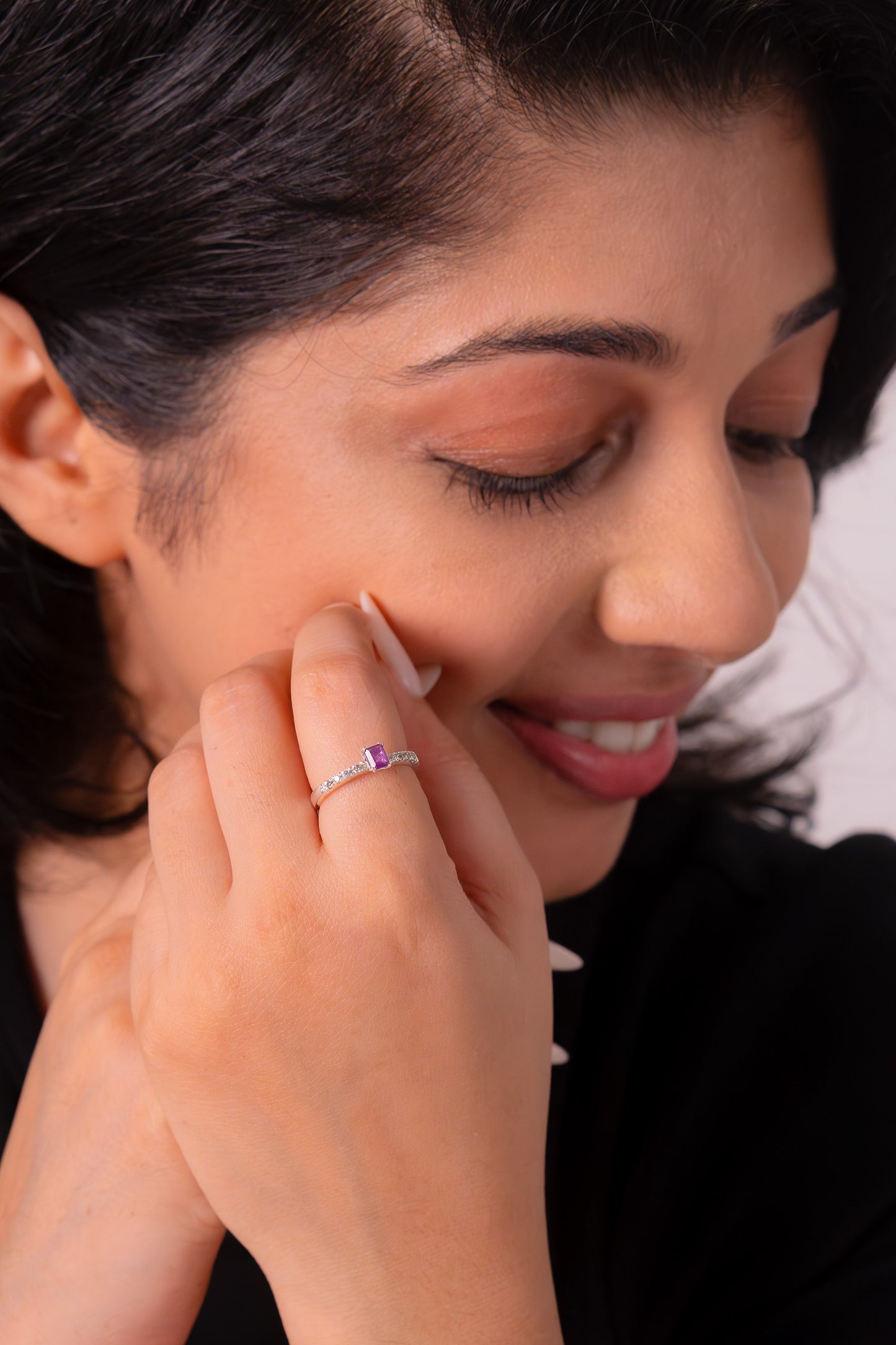 Handmade Sterling Silver Pink Sapphire & White Topaz Lynn Ring - CLJ850