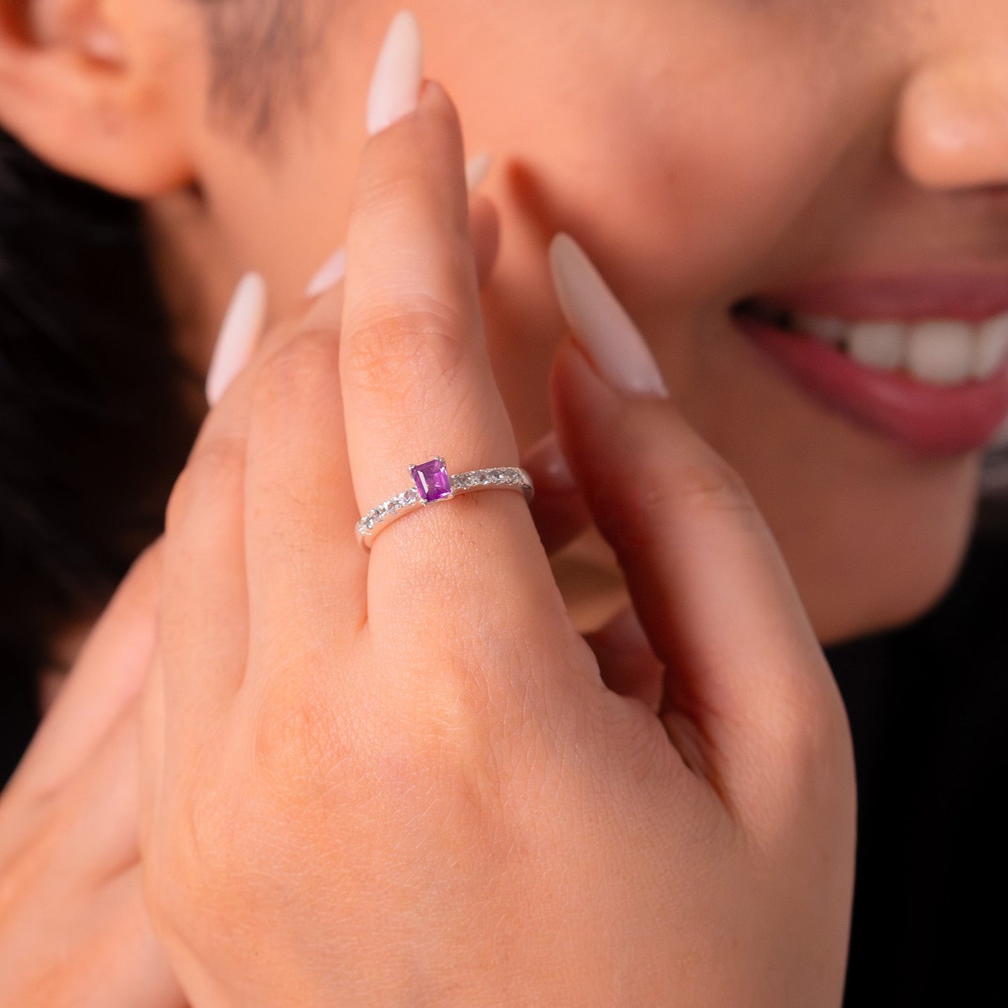 Handmade Sterling Silver Pink Sapphire & White Topaz Lynn Ring - CLJ850