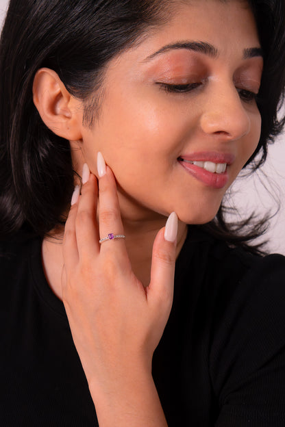 Handmade Sterling Silver Pink Sapphire & White Topaz Lynn Ring - CLJ850