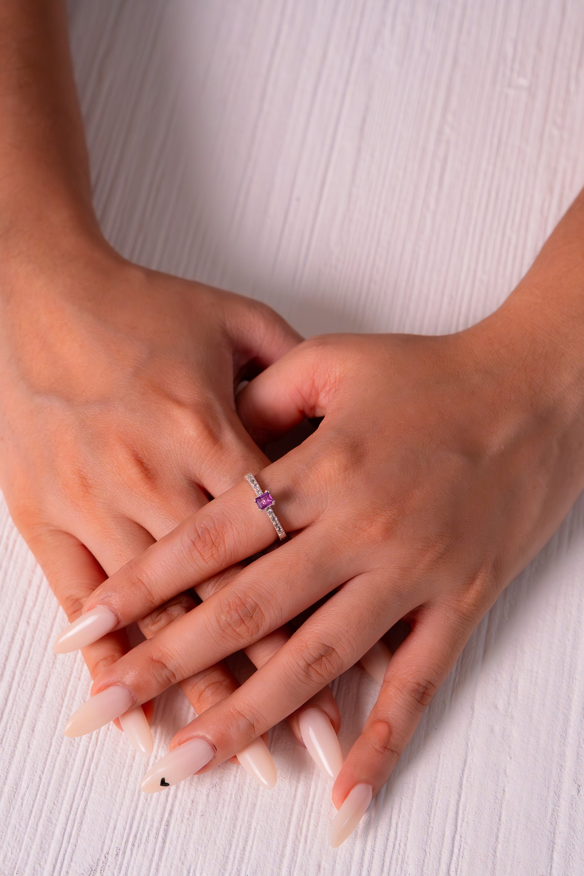 Handmade Sterling Silver Pink Sapphire & White Topaz Lynn Ring - CLJ850