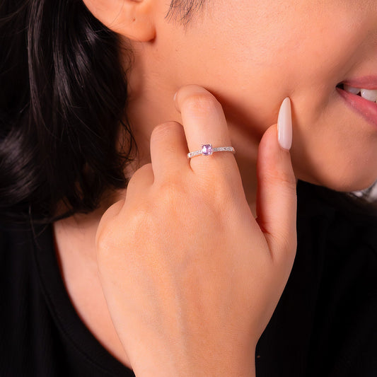 Handmade Sterling Silver Pink Sapphire & White Sapphire Cléo Ring - CLJ856