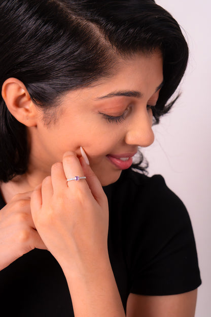 Handmade Sterling Silver Pink Sapphire & White Sapphire Cléo Ring - CLJ856