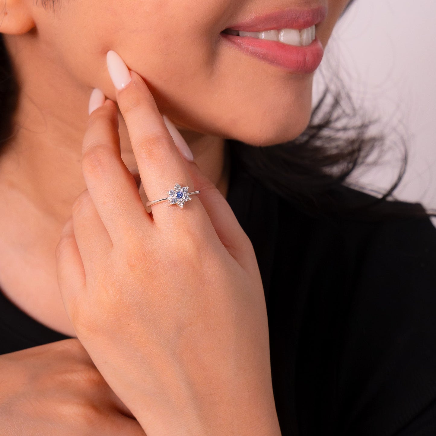 Blue Sapphire & White Sapphire Abigail Ring - CLJ332BSWS