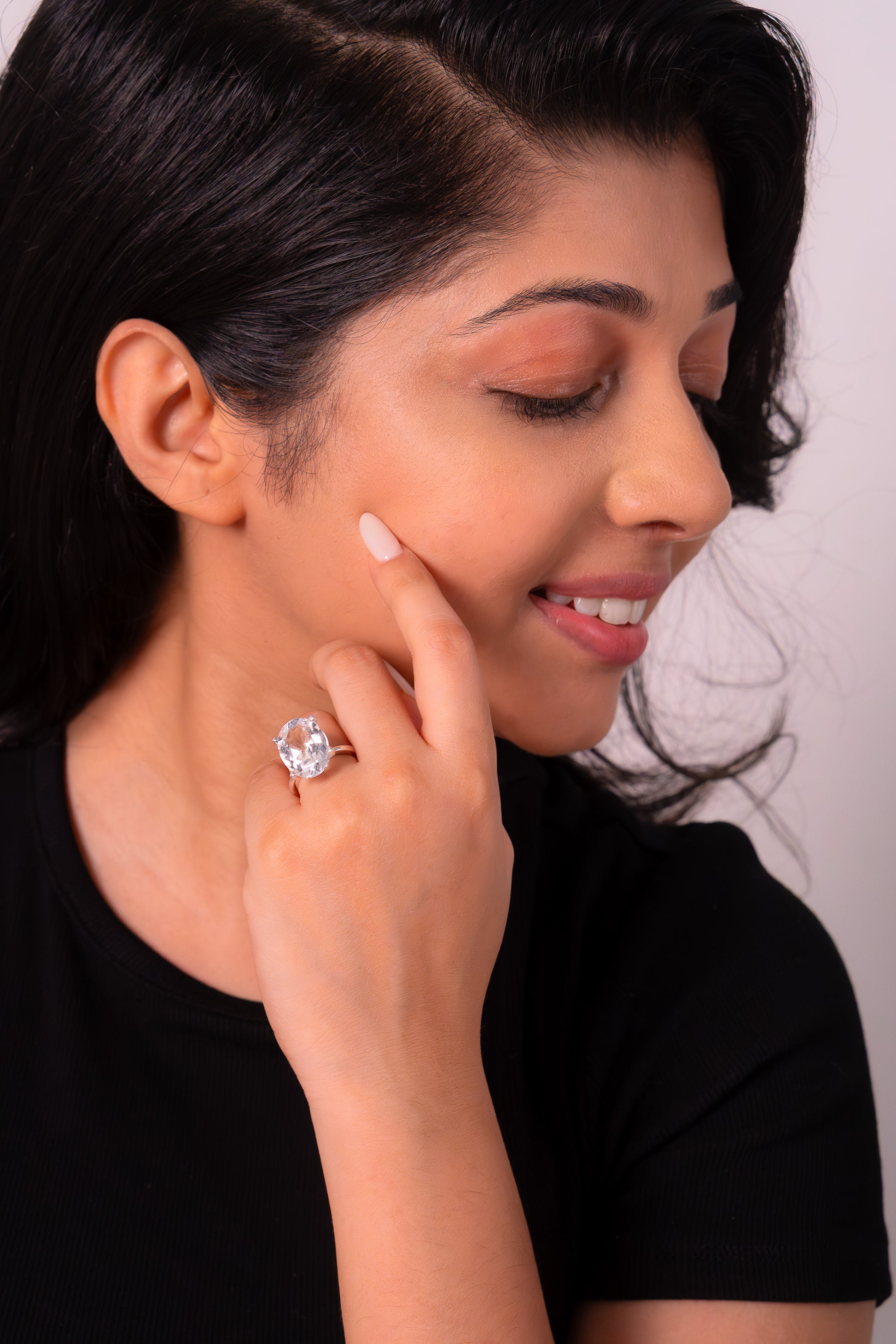 Handmade Sterling Silver White Topaz Cristina Ring - CLJ848