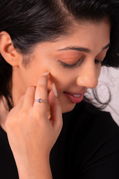 Handmade Sterling Silver Blue Sapphire & White Sapphire Irene Ring - CLJ851