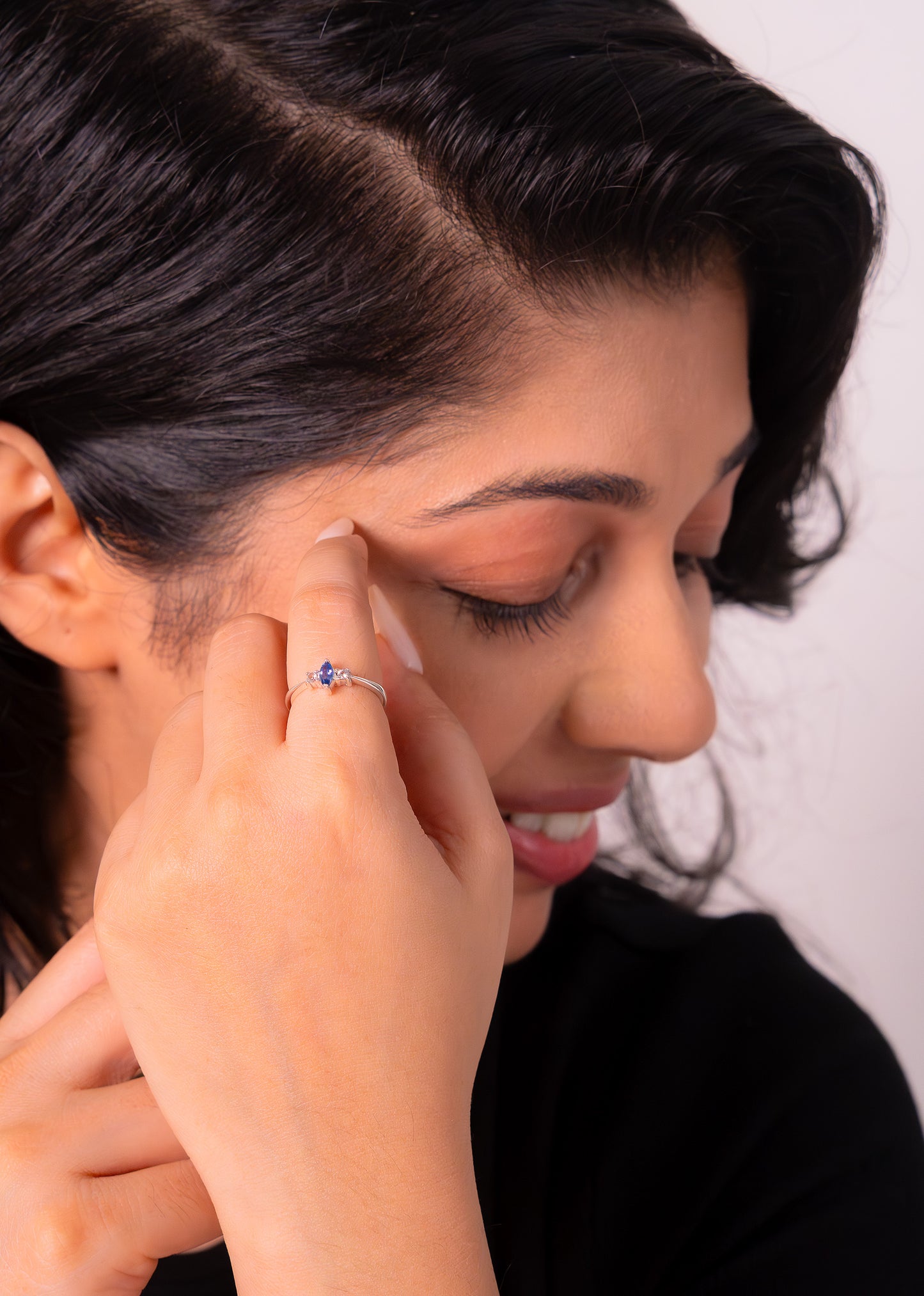Handmade Sterling Silver Blue Sapphire & White Sapphire Irene Ring - CLJ851