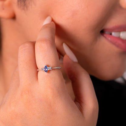 Handmade Sterling Silver Blue Sapphire & White Sapphire Irene Ring - CLJ851