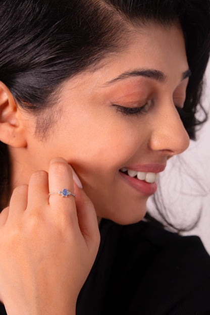 Handmade Sterling Silver Blue Sapphire & White Sapphire Irene Ring - CLJ852