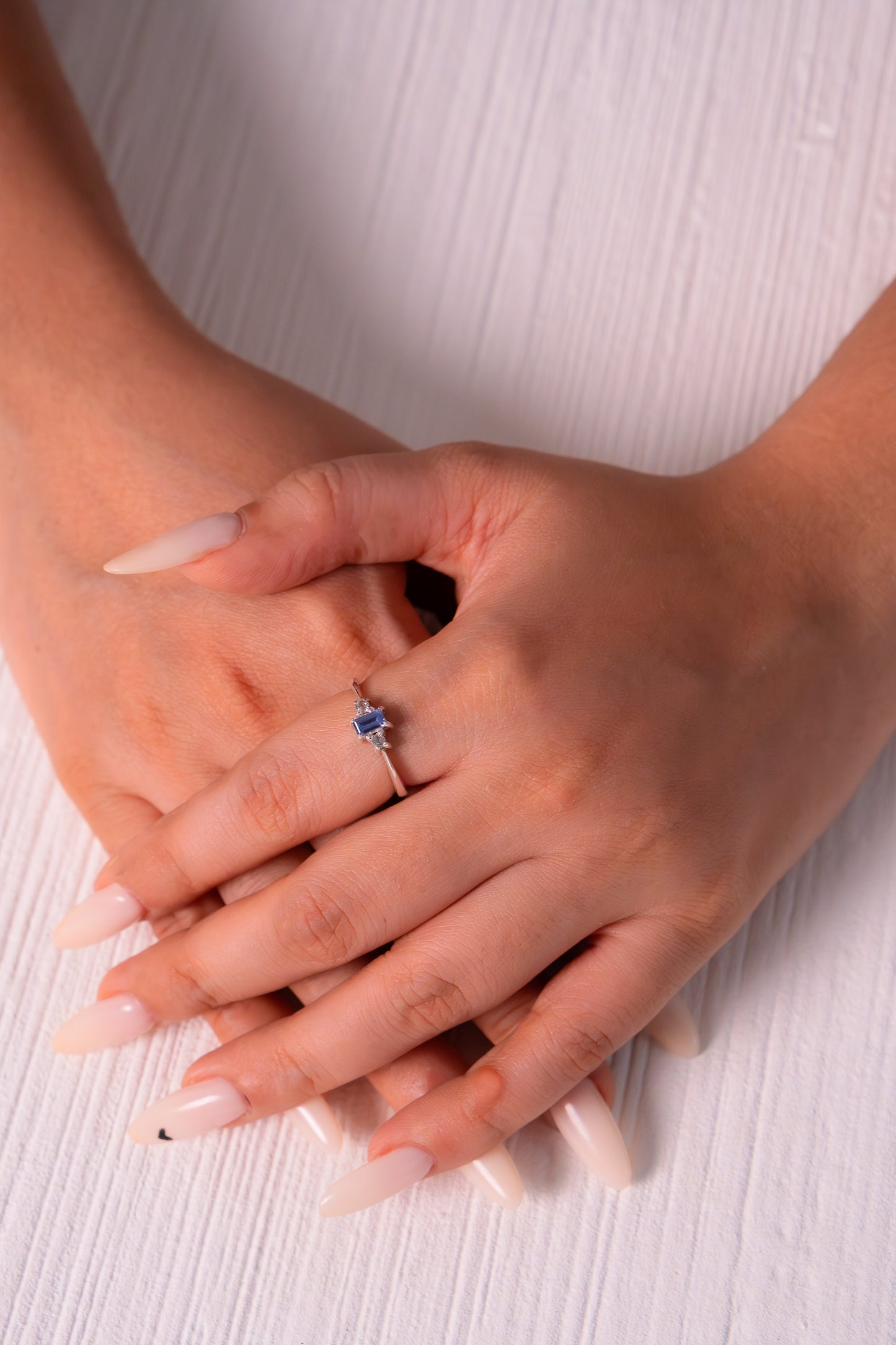Handmade Sterling Silver Blue Sapphire & White Sapphire Irene Ring - CLJ852