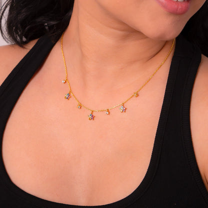 White Topaz, Pink Tourmaline, Blue Topaz, Citrine, Peridot & Amethyst Carina Necklace- CLJ853