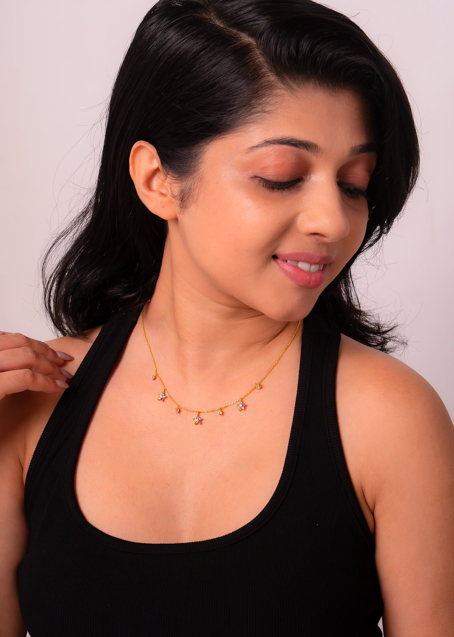 White Topaz, Pink Tourmaline, Blue Topaz, Citrine, Peridot & Amethyst Carina Necklace- CLJ853