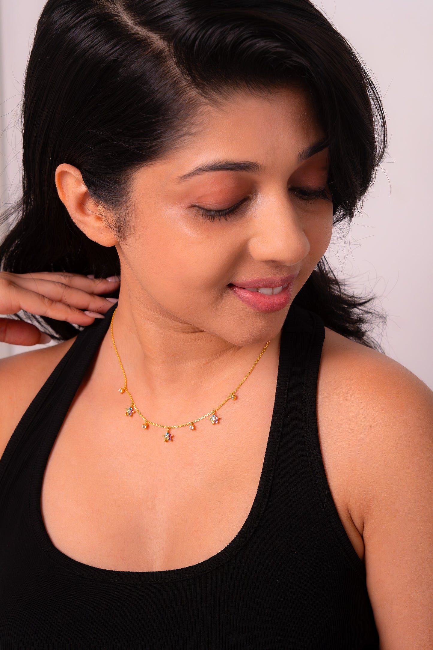 White Topaz, Pink Tourmaline, Blue Topaz, Citrine, Peridot & Amethyst Carina Necklace- CLJ853