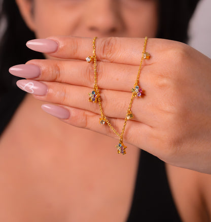 White Topaz, Pink Tourmaline, Blue Topaz, Citrine, Peridot & Amethyst Carina Necklace- CLJ853