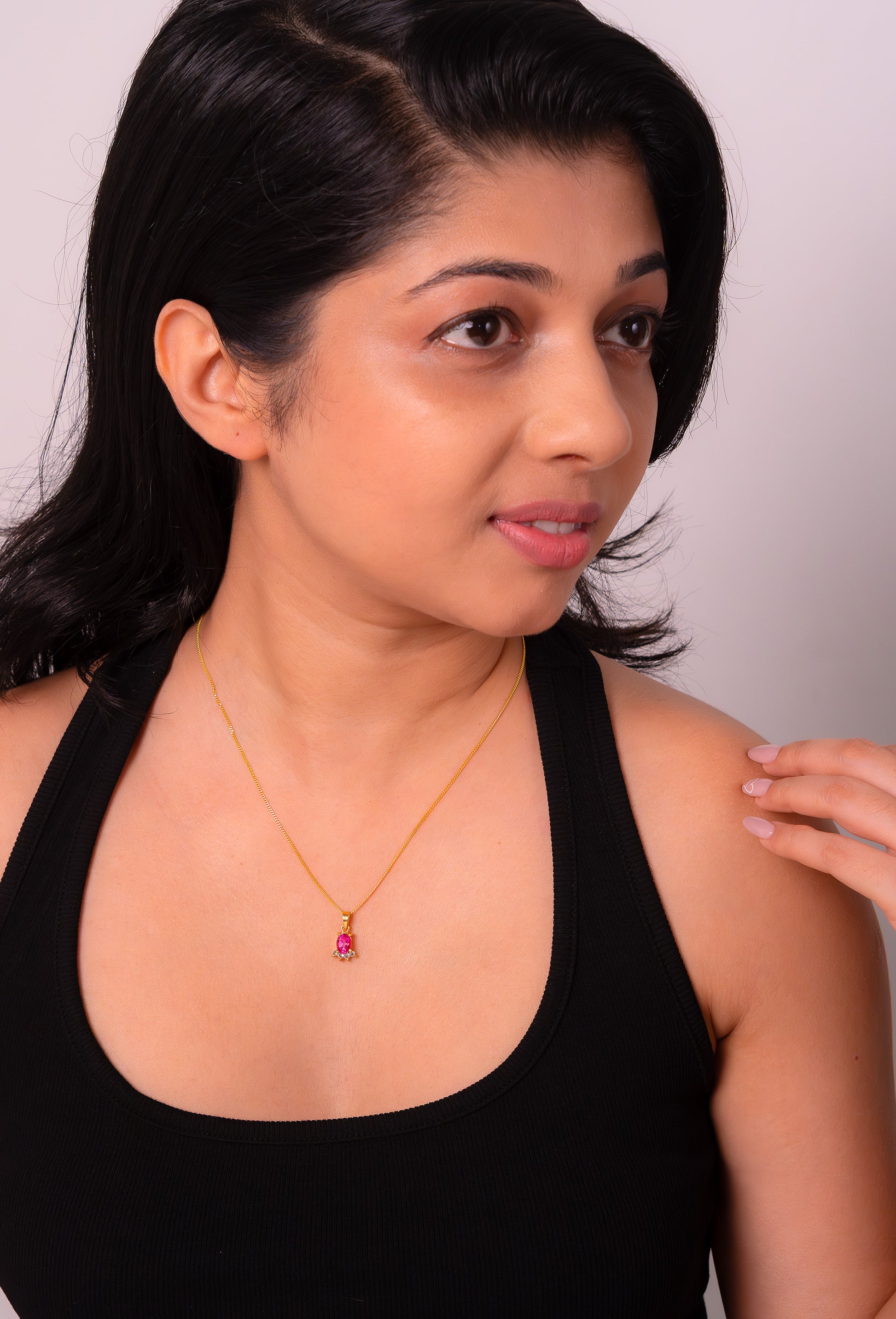 Handmade Sterling Silver Pink Topaz & White Topaz Dhara Necklace - CLJ691PTW