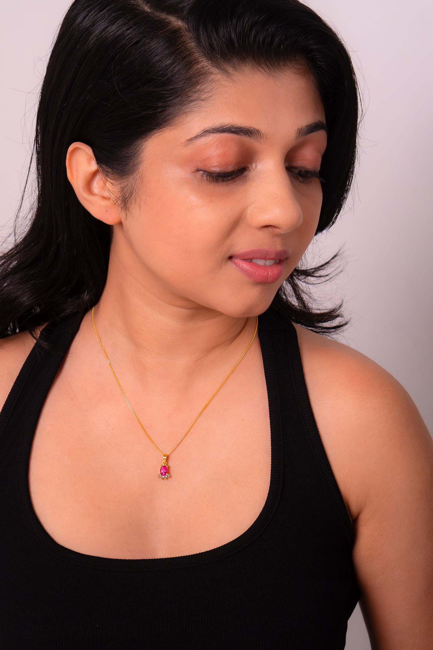 Handmade Sterling Silver Pink Topaz & White Topaz Dhara Necklace - CLJ691PTW