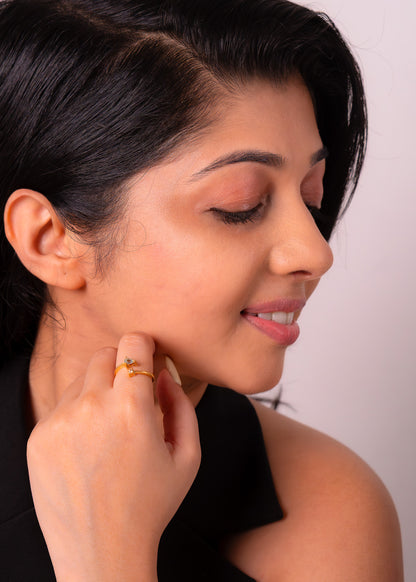 Handmade Sterling Silver Aquamarine & White Sapphire Evalina Ring -CLJ642AQ