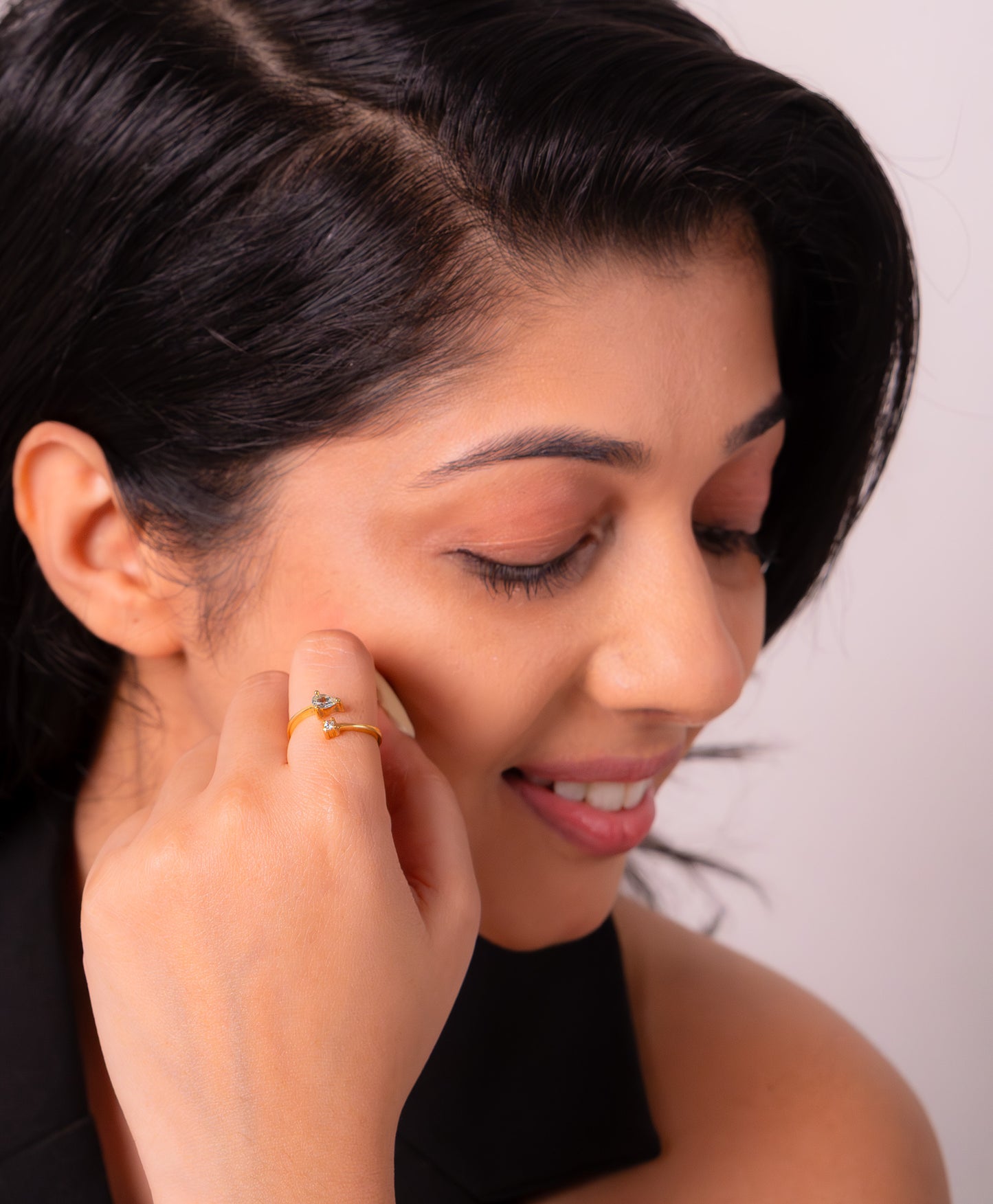 Handmade Sterling Silver Aquamarine & White Sapphire Evalina Ring -CLJ642AQ