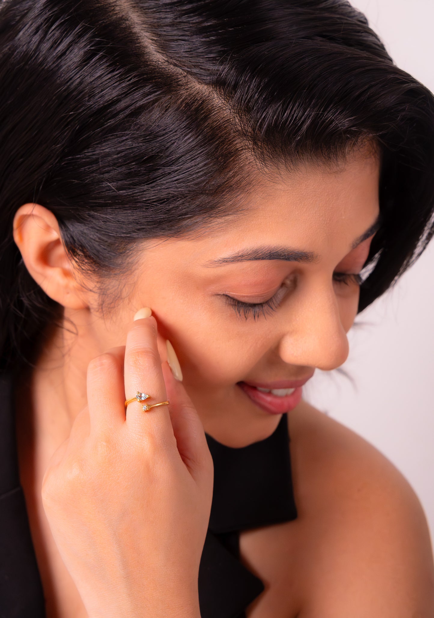 Handmade Sterling Silver Aquamarine & White Sapphire Evalina Ring -CLJ642AQ