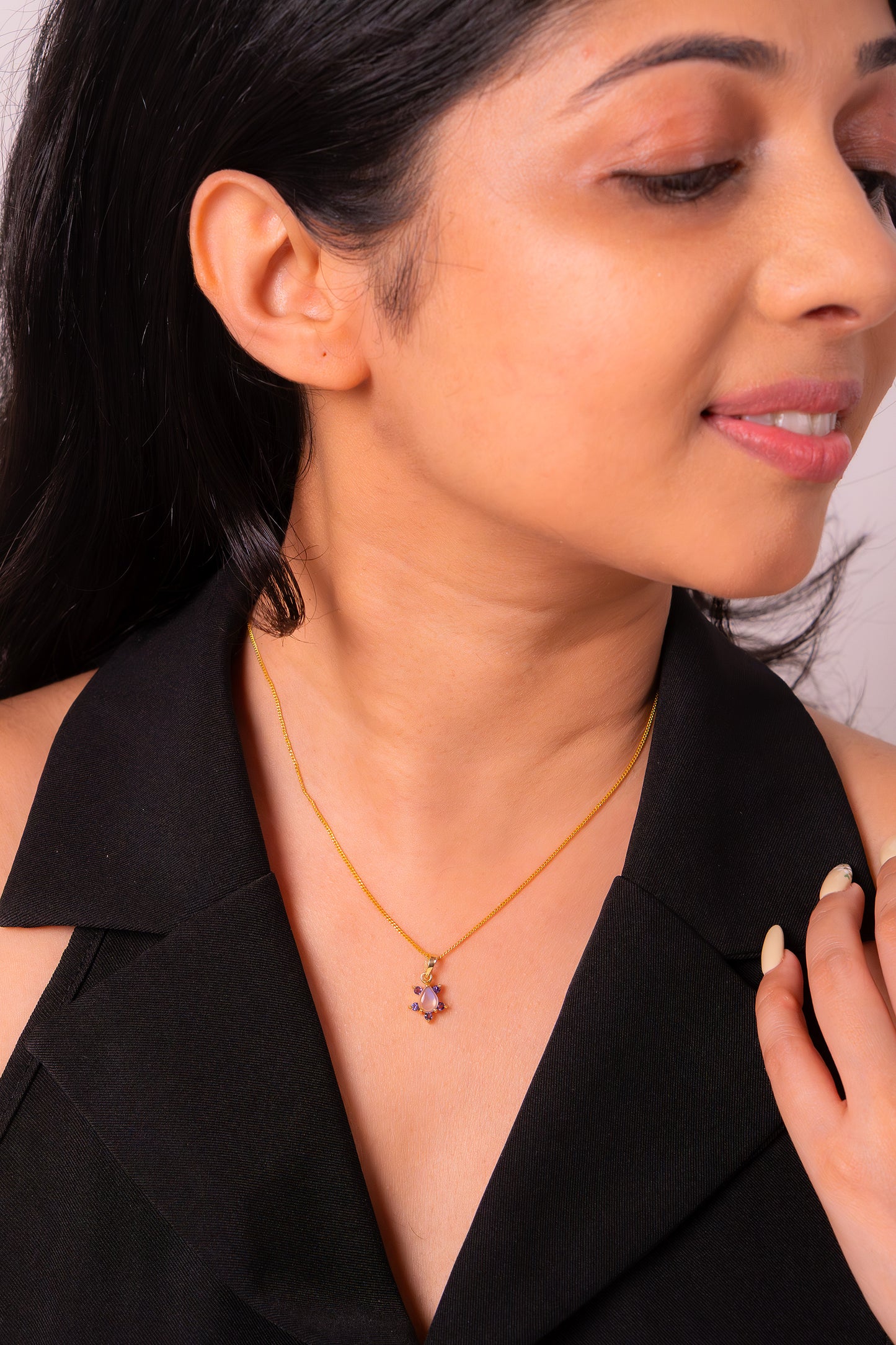 Blue Moonstone & Amethyst Inaya Necklace - CLJ861