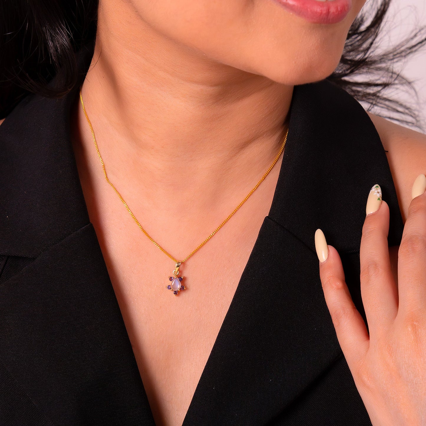 Blue Moonstone & Amethyst Inaya Necklace - CLJ861