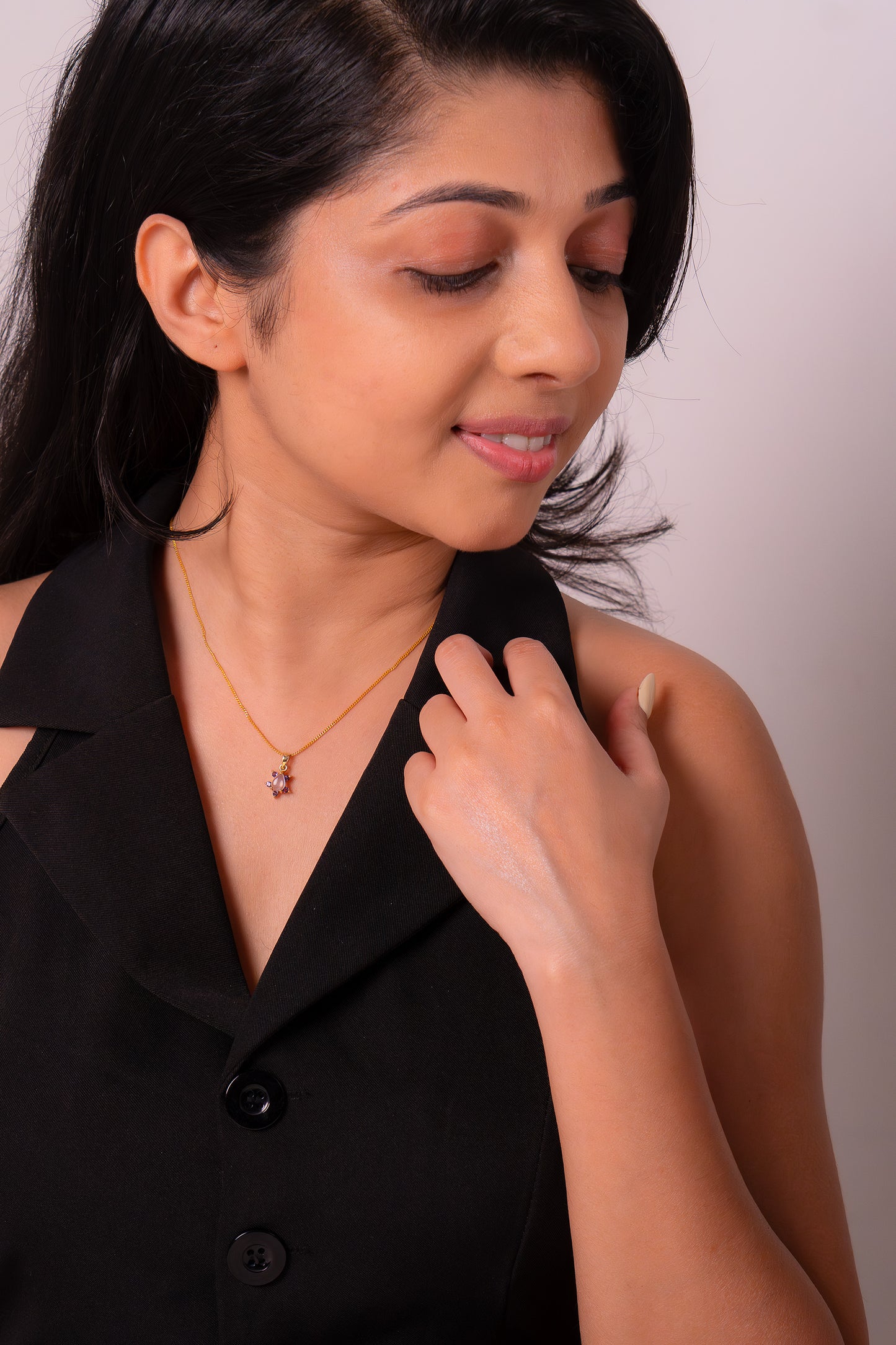 Blue Moonstone & Amethyst Inaya Necklace - CLJ861