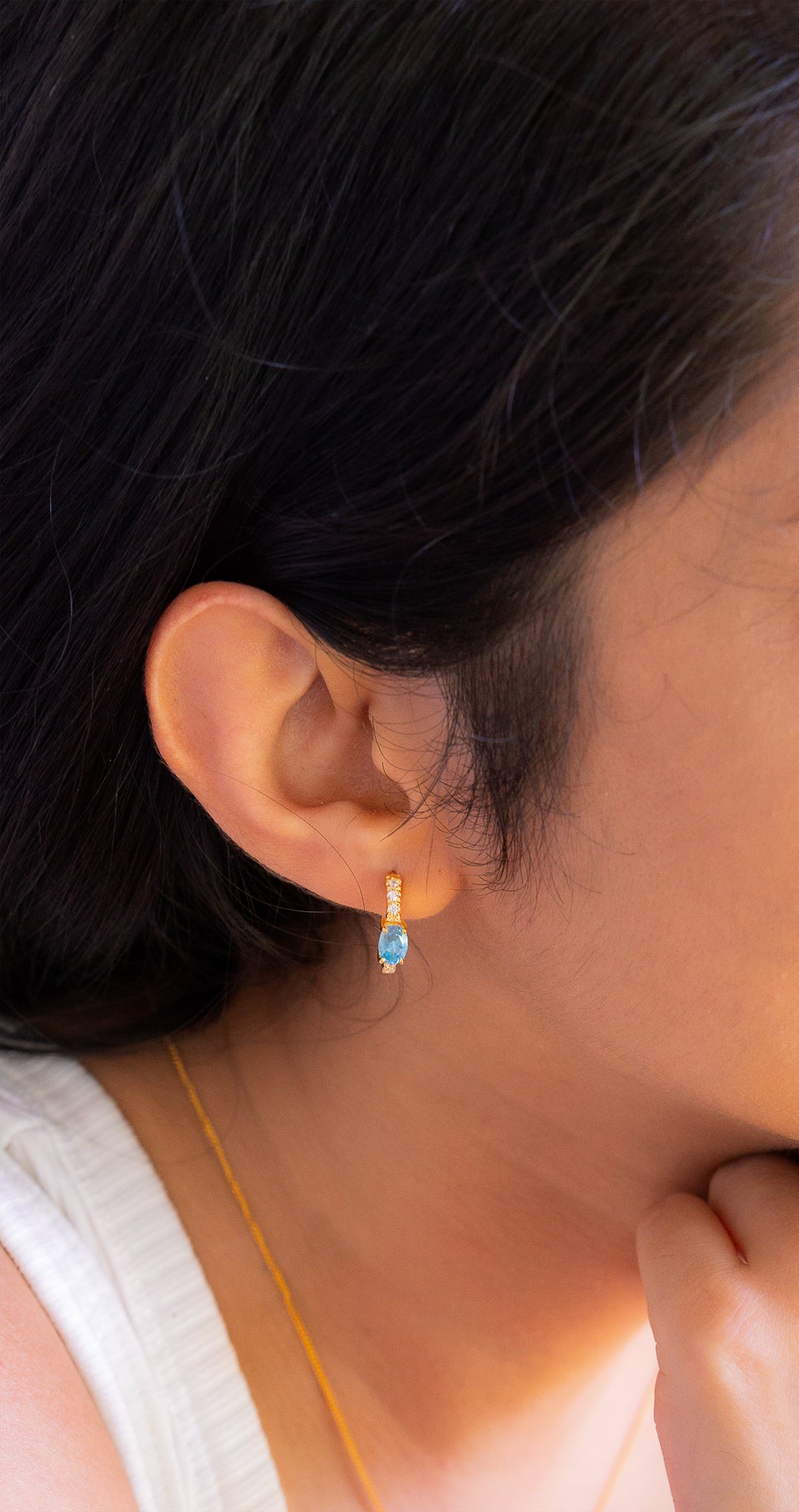 Blue Topaz Soraya Hoop Earrings - CLJ568B