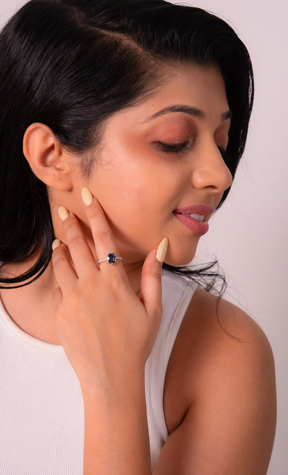 Handmade Sterling Silver London Blue Topaz Fawn Ring - CLJ864