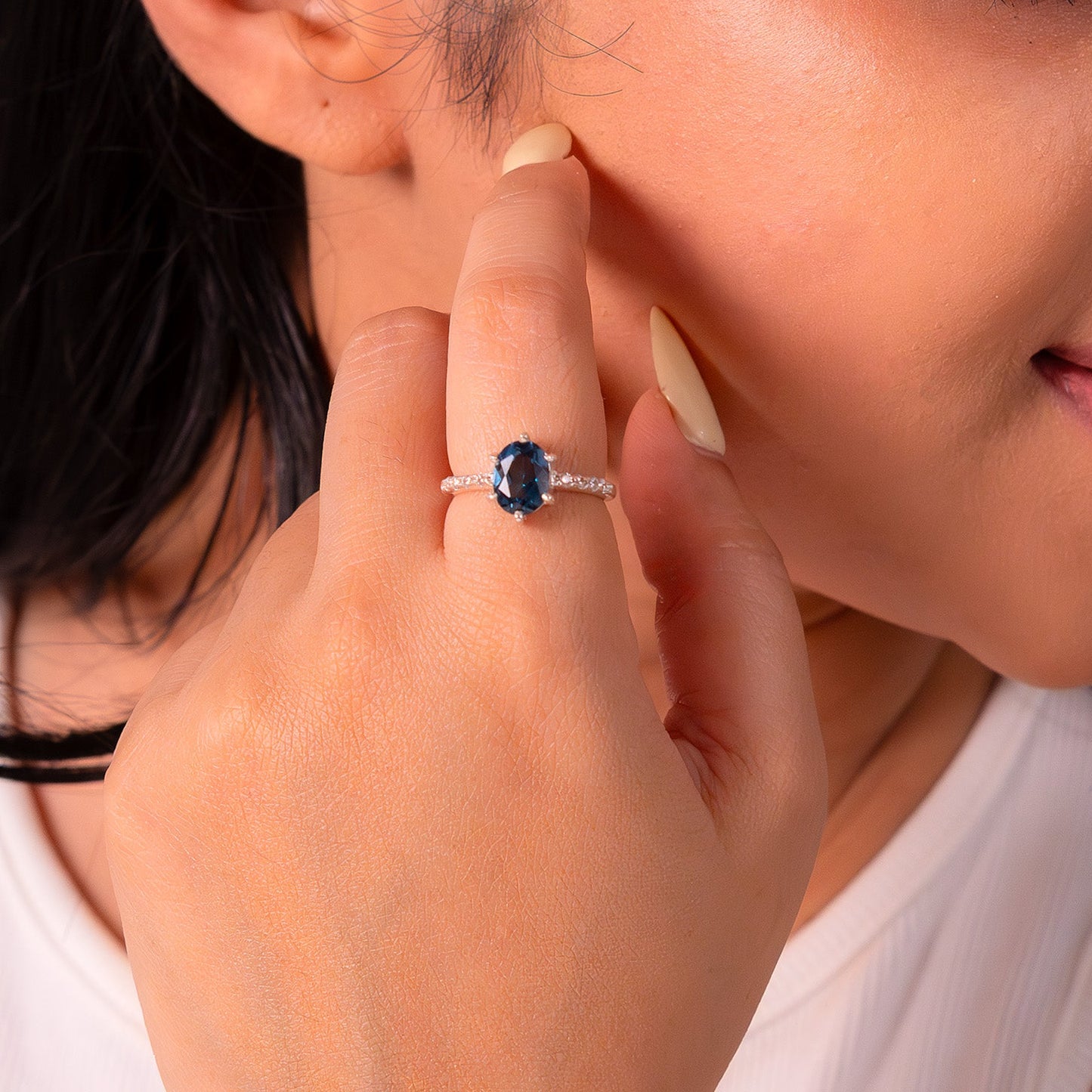 Handmade London Blue Topaz Fawn Ring - CLJ864