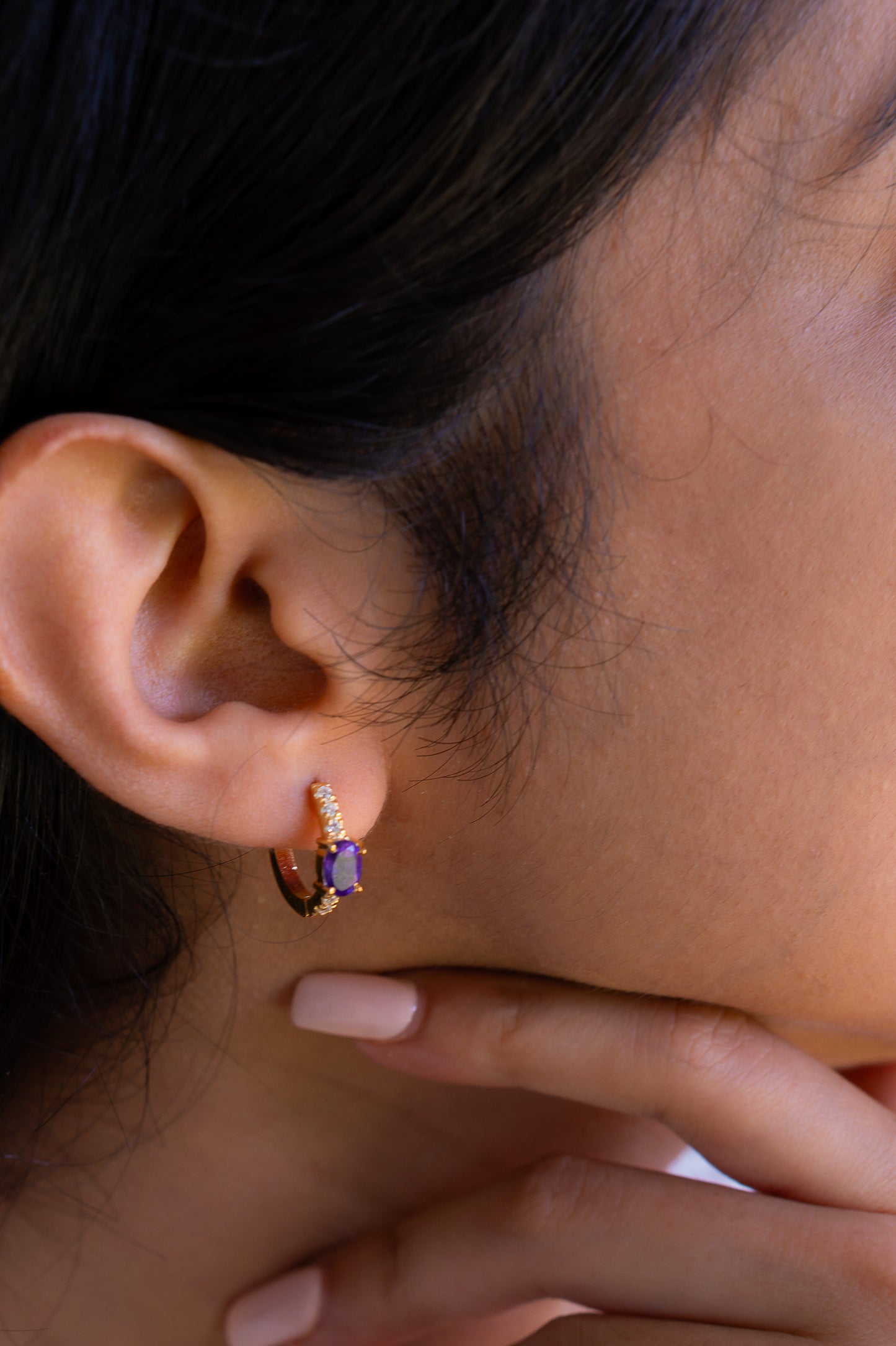 Amethyst Soraya Hoop Earrings - CLJ568A