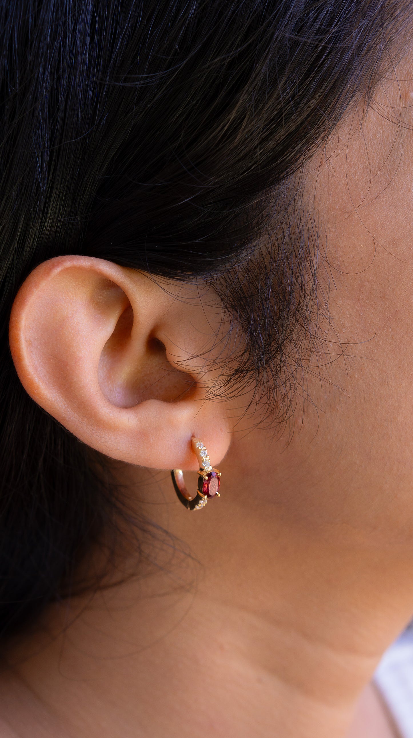 Garnet Soraya Hoop Earrings - CLJ568G