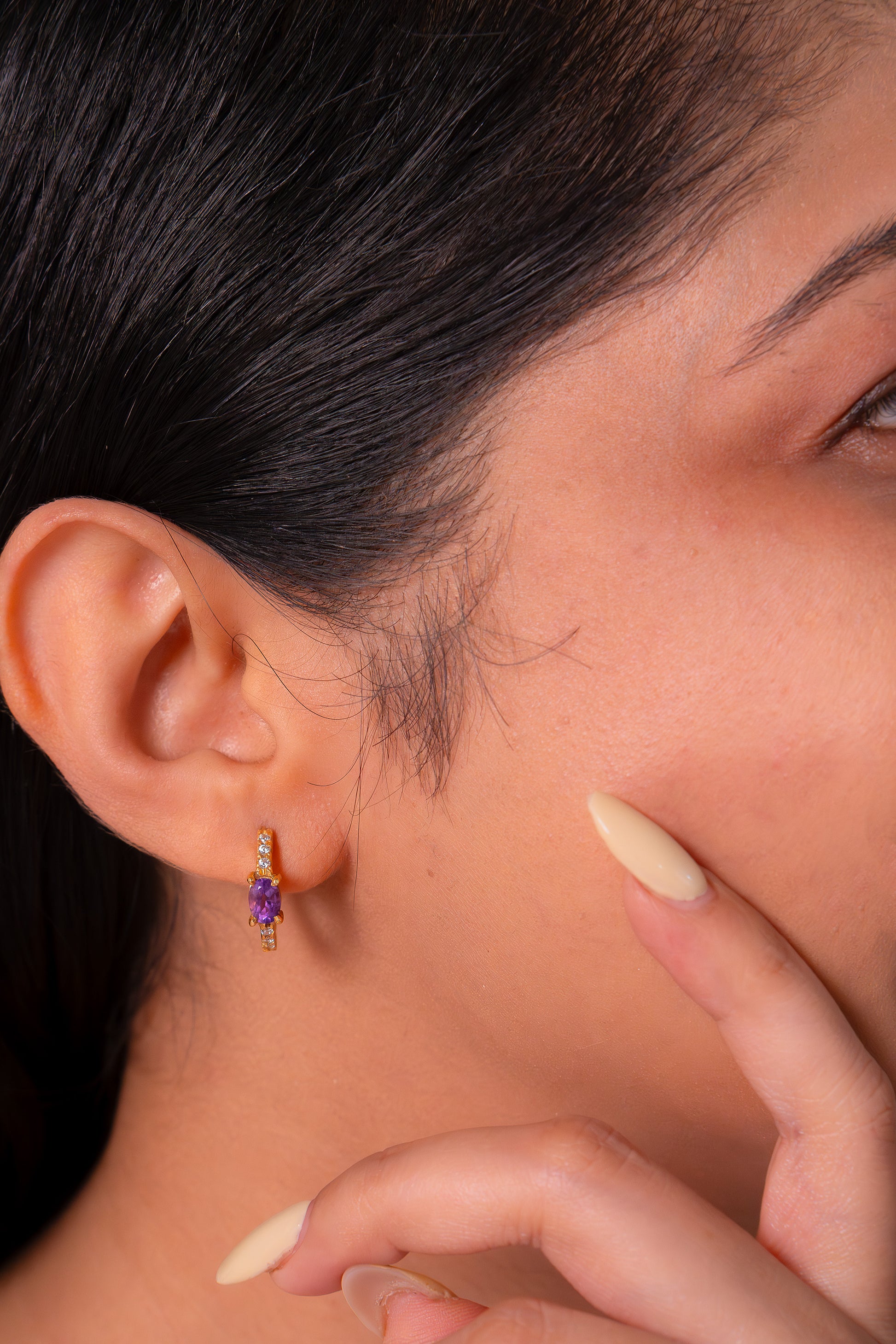 Amethyst Soraya Hoop Earrings - CLJ568A