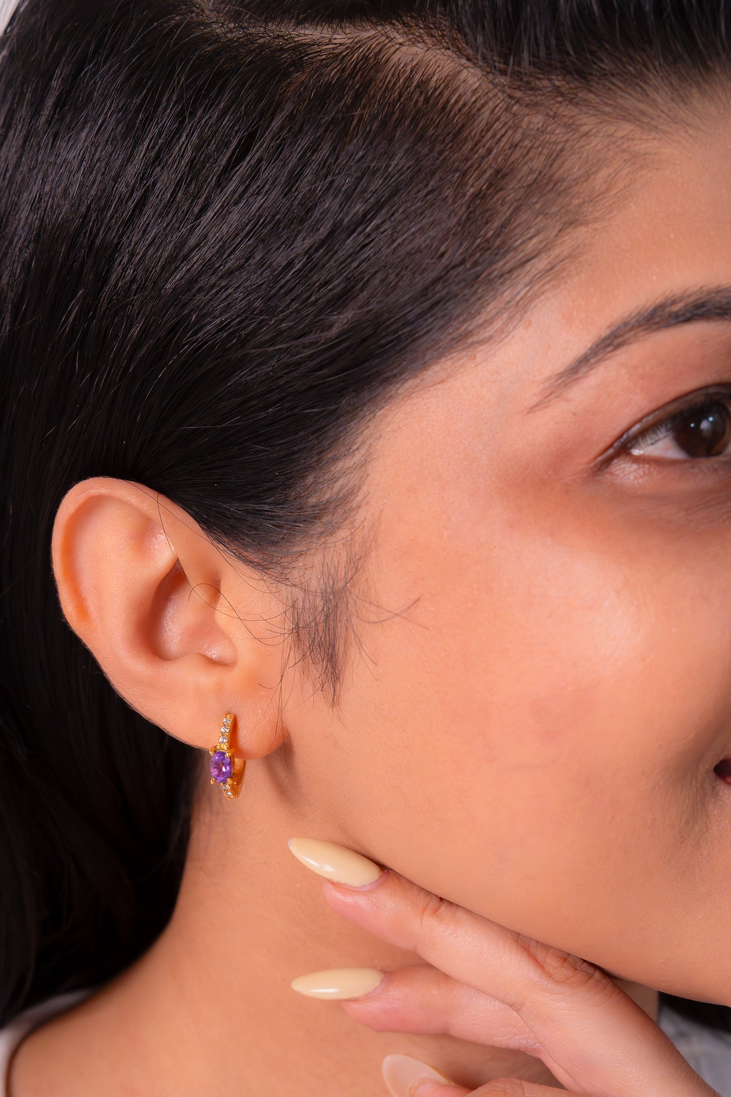 Amethyst Soraya Hoop Earrings - CLJ568A