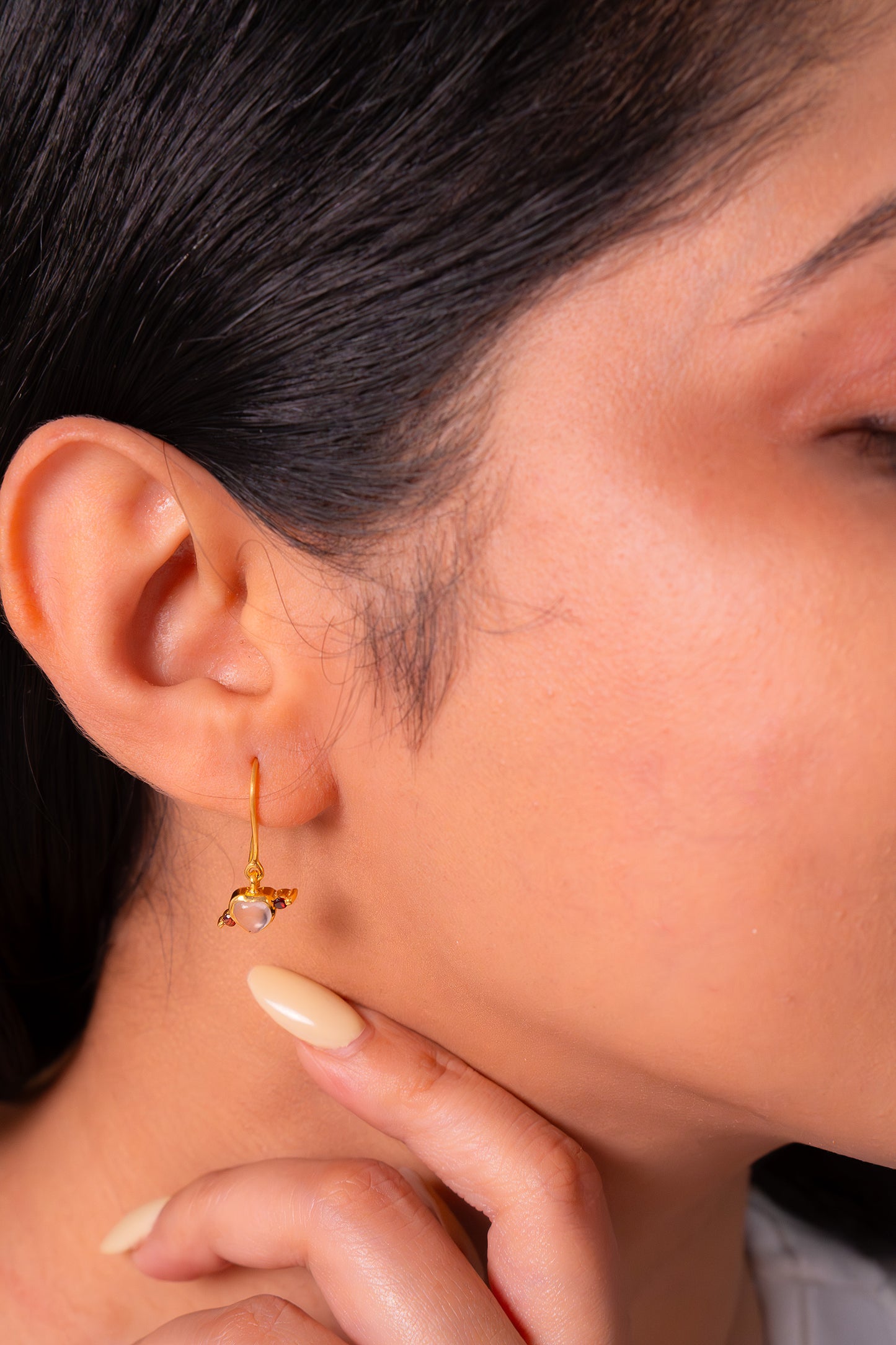 Handmade Sterling Silver Rose Quartz & Garnet Yvette Earrings - CLJ863