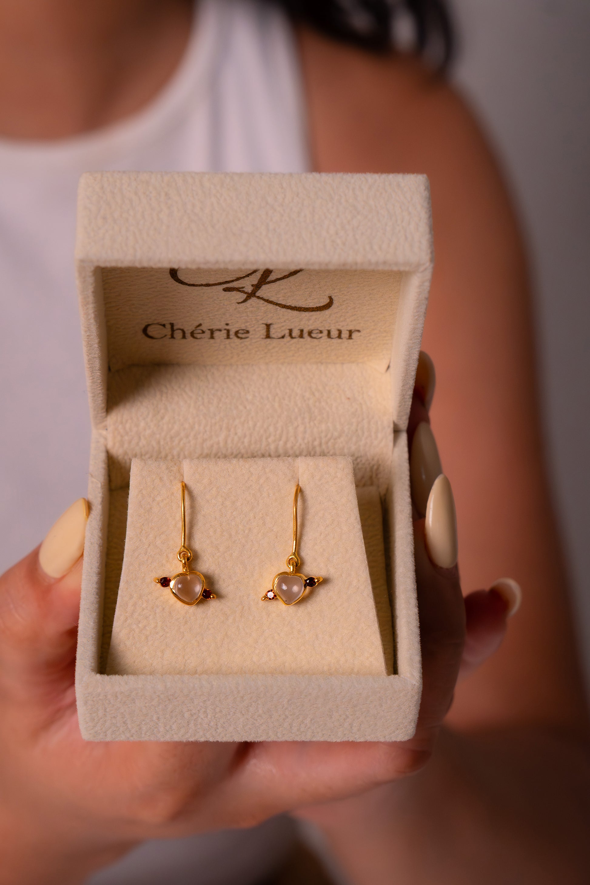 Handmade Sterling Silver Rose Quartz & Garnet Yvette Earrings - CLJ863