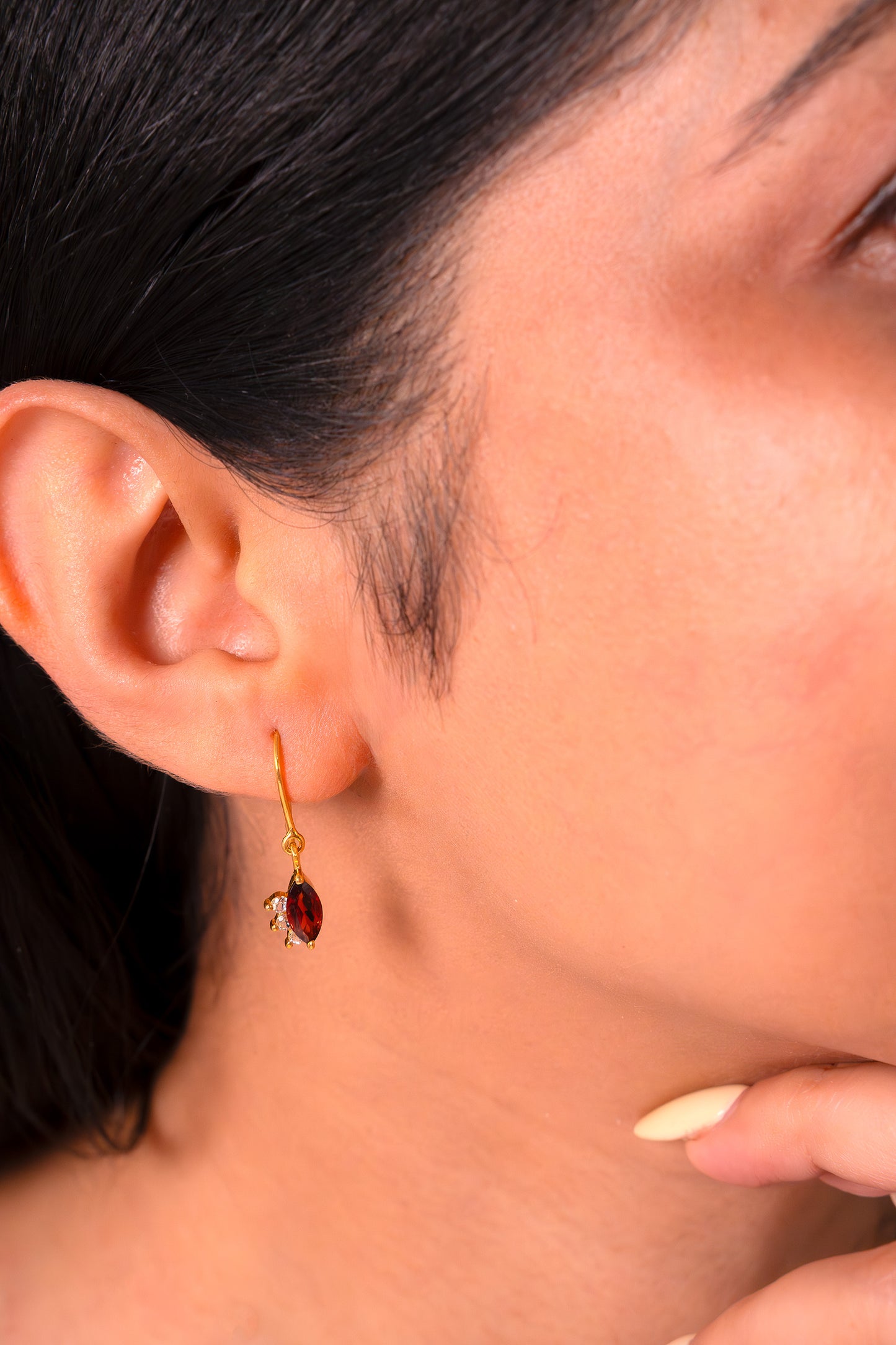 Handmade Sterling Silver Garnet & White Topaz Quinn Earrings - CLJ865