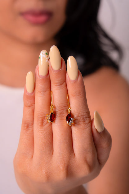 Handmade Sterling Silver Garnet & White Topaz Quinn Earrings - CLJ865