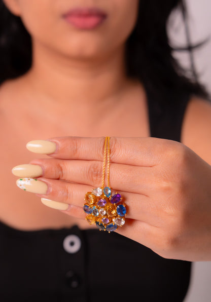 Handcrafted Sterling Silver Blue Topaz, Amethyst, Citrine, White Topaz, London Blue Topaz & Kyanite Eliana Necklace - CLJ439