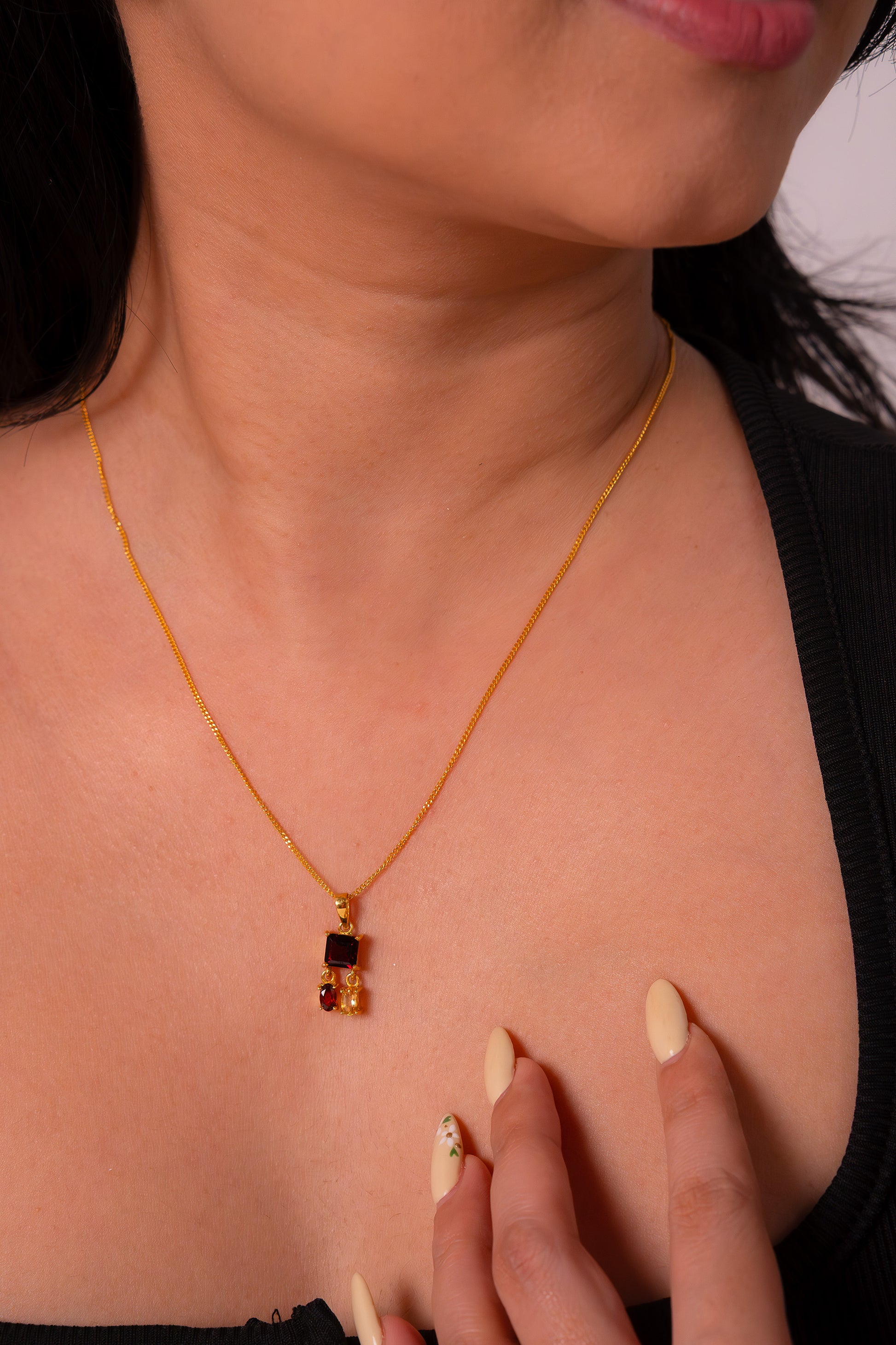 Garnet & Citrine Aveline Necklace -CLJ868