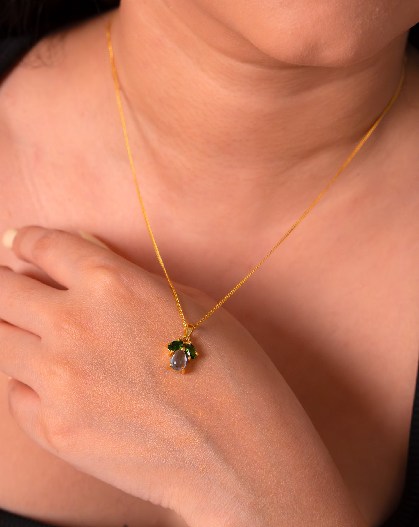 Blue Topaz & Chromium Diopside Sia Necklace - CLJ869