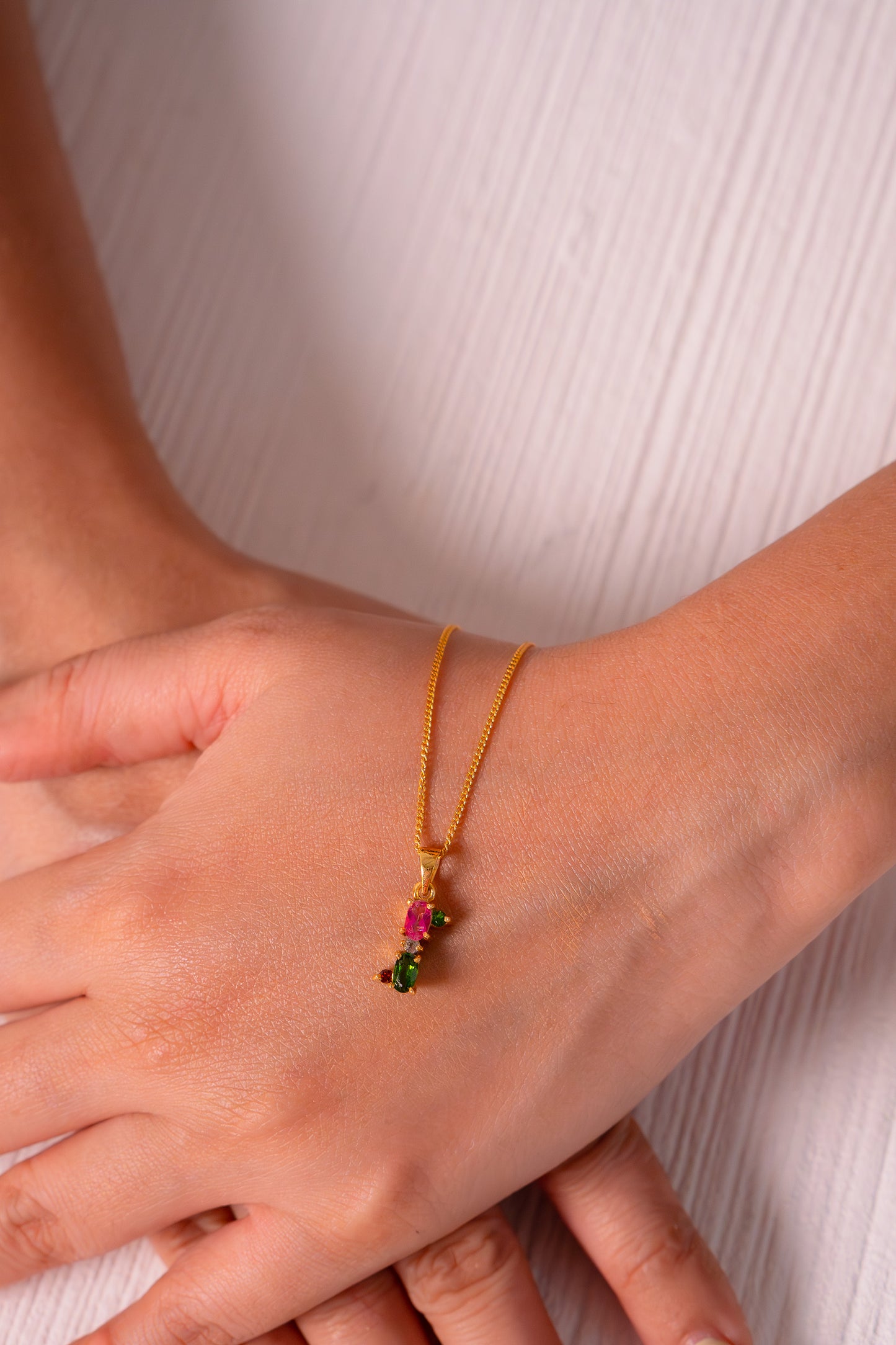 Pink Topaz, Chromium Diopside, Garnet & White Topaz Noor Necklace - CLJ874