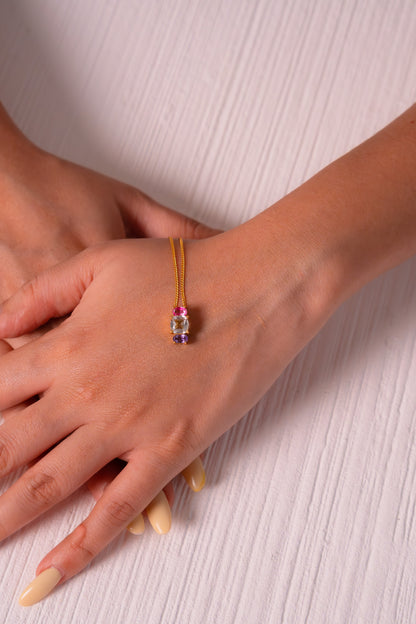 White Topaz, Pink Topaz, Amethyst Kira Necklace - CLJ877