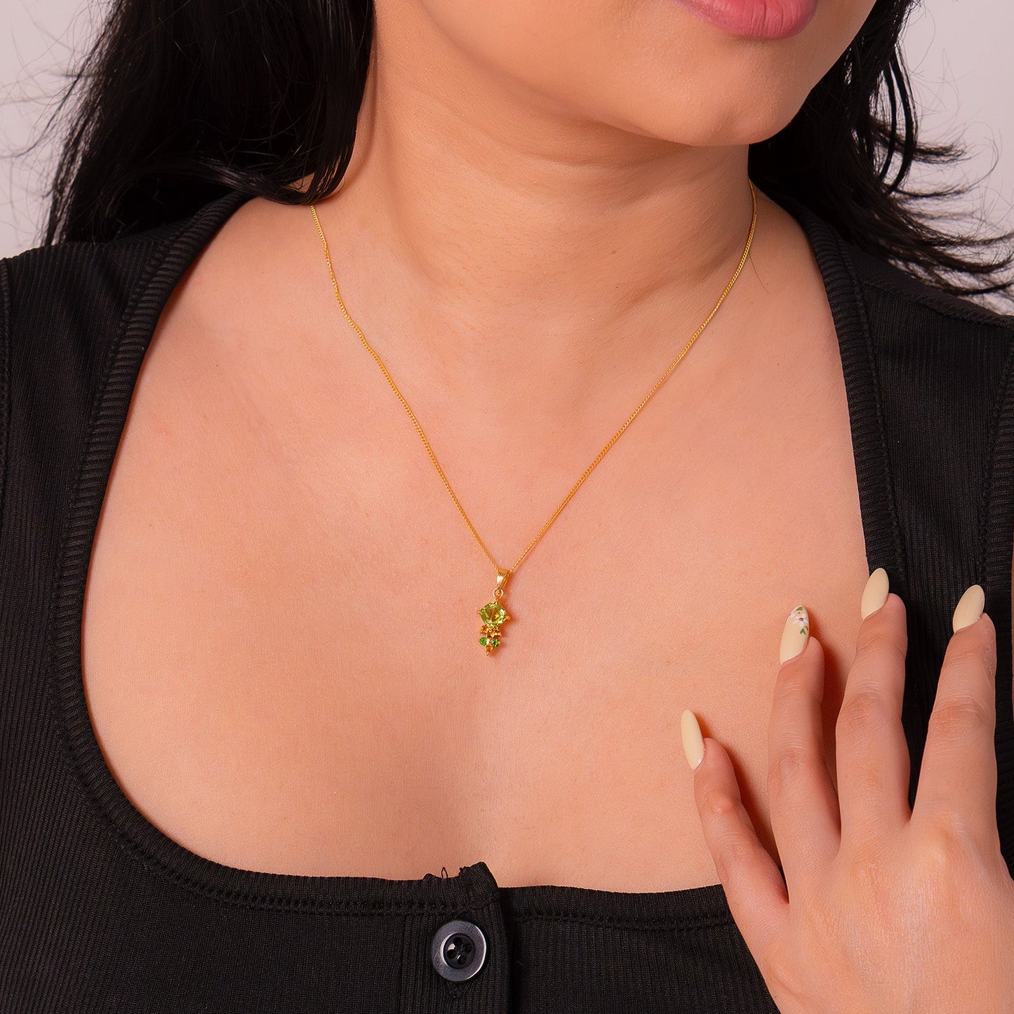 Peridot, Chromium Diopside & Citrine Shea Necklace - CLJ878