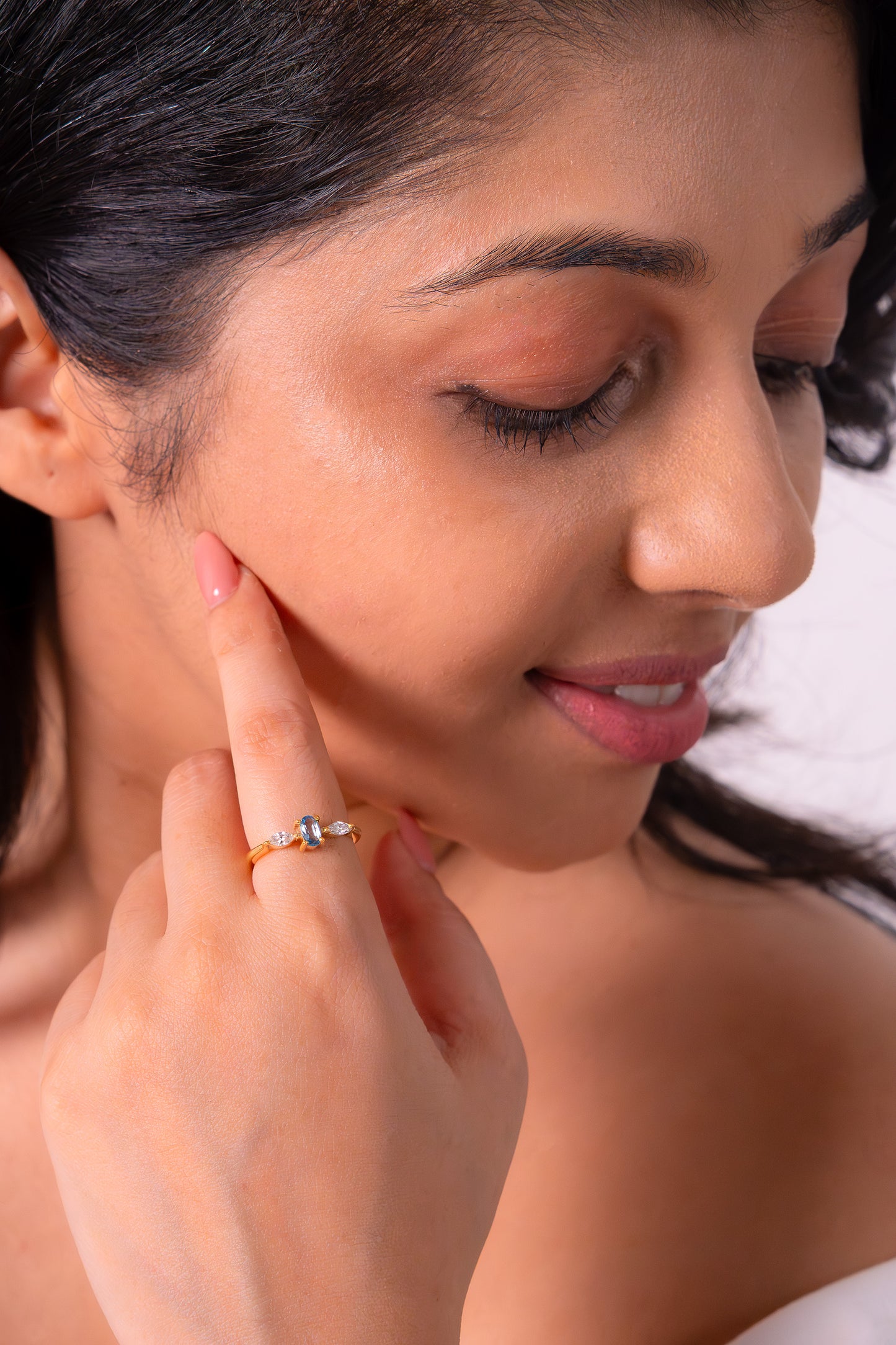 Handmade  Sterling Silver Blue Topaz Avery Ring -CLJ872