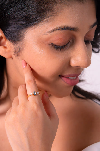 Handmade  Sterling Silver Blue Topaz Avery Ring -CLJ872